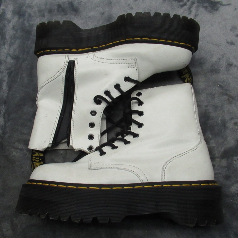Dr Martens Unisex 8W 7M Jadon Boots White Leather Platform Chunky Combat READ - Picture 3 of 16